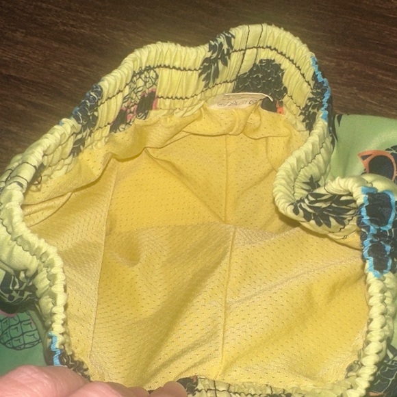 Kids Pineapple Print Green swim Shorts - Picture 4 of 5